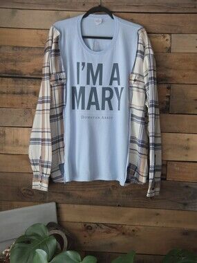 Upcycled Light Blue T‑Shirt with Graphic Print